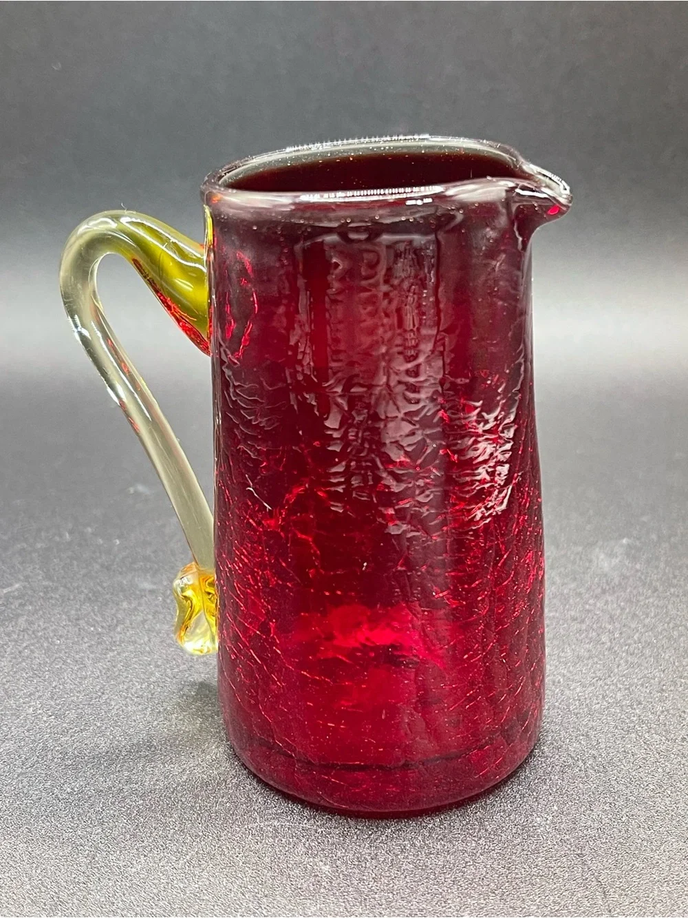 Vintage Pilgrim Red Crackle Glass Mini Pitcher